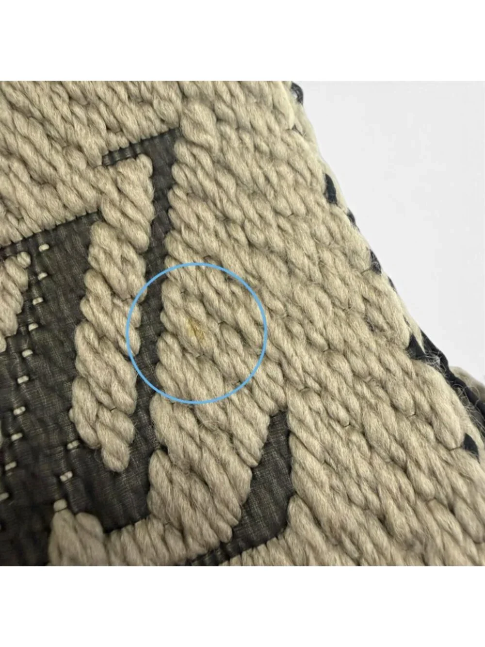 Louis Vuitton Logomania Scarf Wool Silk Fringe Greige